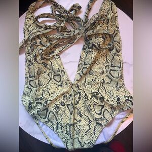 Yellow Snake Print Swimsuit